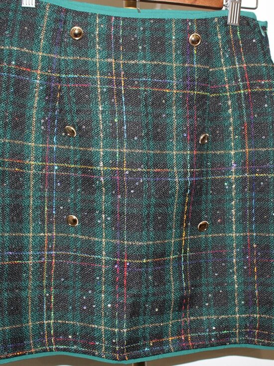 Cupshe Dresses & Skirts - Women's Cupshe Green Plaid Mini Skirt with Buttons Size Medium